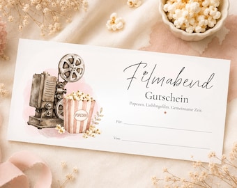 Printable Movie Night | Movie Night Gift for Birthdays and Christmas, Time Instead of Things