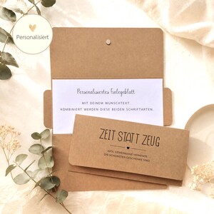 Zeit statt Zeug Gutscheinverpackung personalisiert | Geschenk Verpackung | Erlebnisgeschenk stilvoll verpacken | Geschenkidee Gutschein immagine 11