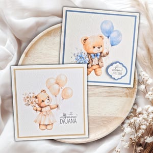Personalisierte Glückwunschkarte zur Geburt, Mädchen, Junge, Babykarte, Willkommen kleiner Schatz, Karte zur Geburt, Geschenk zur Geburt