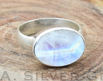 Mondstein, Sterling Silber 925, handgefertigt, Edelstein, Statement, jeden Tag, ovaler Stein, Hippie, Boho Ring, Juni Birthstone Ring für sie