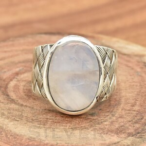 Moonstone Ring, 925 Sterling Silver Ring, Moonstone Jewelry, Oval Gemstone Ring, Trendy Gemstone Jewelry, Indian Ring, Texture Gemstone Ring