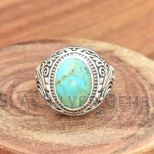 Handmade Mohave Turquoise Ring: 925 Sterling Silver Bohemian Jewelry