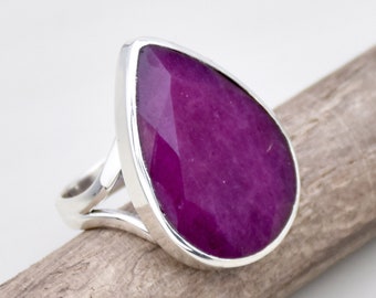 Handgemachter Indischer Rubin Ring: 925 Sterling Silber Boho Statement Ring