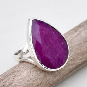 Indian Ruby Ring, Handmade Silver Ring, 925 Sterling Sliver Ring, Statement Ring, Pink Stone Ring, Bohemian Ring, Christmas Gift For Her