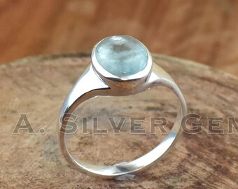 Aquamarine Ring: Natural Gemstone 925 Sterling Silver