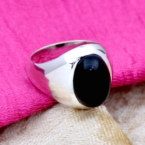 Black Onyx Ring, 925 Sterling Silver Ring, Handmade Ring, Oval Gemstone Ring, Statement Ring, Anniversary Ring Handmade Jewelry Gift For Her