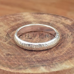 Matte 925 Sterling Silver Band Ring: Comfort Fit Half Dome, 4mm