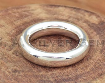 925 Sterling Silver Band Ring: 5mm Thick Handmade Wedding Stacking Ring