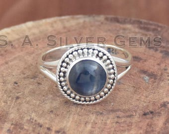 925 Sterling Silver Ring, Natural Blue Kyanite Filigree Ring, Handmade Gemstone Jewelry
