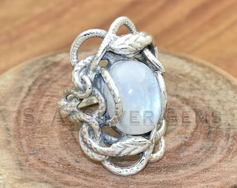 Anello In Argento 925 Con Pietra Di Luna Naturale A Goccia - Fatto A Mano - Regalo Matrimonio B-673