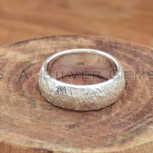 Matte 925 Sterling Silver Band Ring: Comfort Fit Half Dome, 8mm