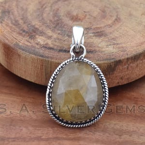 Faceted Rutile Quartz Pendant, 925 Sterling Silver Pendant, Natural Rutile Gemstone, Handmade Jewelry, Fancy Pendant, Designer Pendant