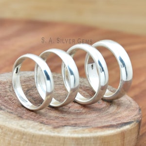 Sterling Silber Comfort Fit 2mm 3mm 4mm 5mm 6mm 7mm 8mm Hochzeit Band Versprechen, Half Dome Verlobungsring Daumen Toe Midi Minimalistisch Größen 4-14 Bild 5