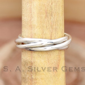 2 mm Four Band Ring, 925 Sterling Ring, Interlocked Ring, Handmade Silver Ring, Multi Band Ring, Four Rolling Ring, Handmade Jewelry