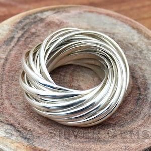 Multi Band Rings, 925 Sterling Silver Ring, 21 Rolling Ring, Handmade Ring, Interlocked Ring, Statement Ring, Gift For Her, Wedding Bands