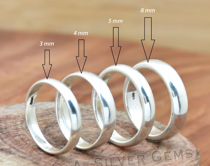 925 Sterling Silver Wedding Band, Comfort Fit Ring 2mm 3mm 4mm, Minimalist Ring, Men Women Bands, Handmade Jewelry