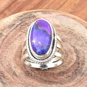 Purple Copper Turquoise Ring, 925 Sterling Silver Ring, Purple Turquoise Ring, Purple Ring, Silver Turquoise Ring, Copper Turquoise Ring