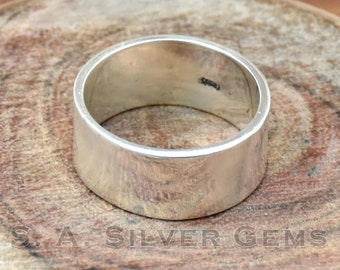 10mm Silver Flat Band Ring, 925 Sterling Silver, Wide Band Ring, Thumb Rings, Cigar Band Ring, Thick Silver Band, Wide Silver Band Rings