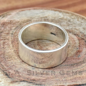10mm Silver Flat Band Ring, 925 Sterling Silver, Wide Band Ring, Thumb Rings, Cigar Band Ring, Thick Silver Band, Wide Silver Band Rings