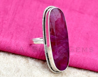 Anillo de rubí, anillo de plata de ley 925, anillo de rubí indio, anillo de piedra preciosa hecho a mano, anillo de filigrana, anillo boho, anillo de aniversario, regalo para ella