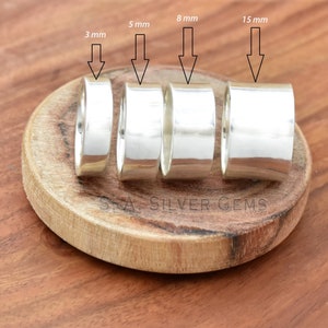925 Sterling Silber Comfort Fit 3 mm 4 mm 5 mm 6 mm 7 mm 8 mm 10 mm 15 mm Ehering Versprechen Verlobungsring Daumen Flacher Ring minimalistisch Größen 4-14
