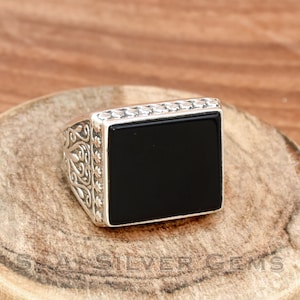 Black Onyx Ring, 925 Sterling Silver Ring, Gemstone Ring, Handmade Ring, Statement Ring, Statement Ring, Onyx Ring, Boho Ring, Men&#39;s Ring