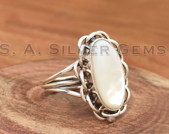 Natural Pearl 925 Sterling Silver Ring: Handmade Statement Ring