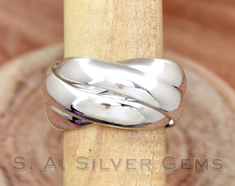 6 mm Vier Band Ring, 925 Sterling Ring, Ineinandergreifender Ring, Handgemachter Silber Ring, Multi Band Ring, Vier Roll Ring, Handgemachter Schmuck