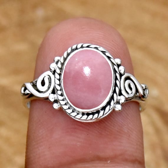 Pink opal sterling silver ring sale