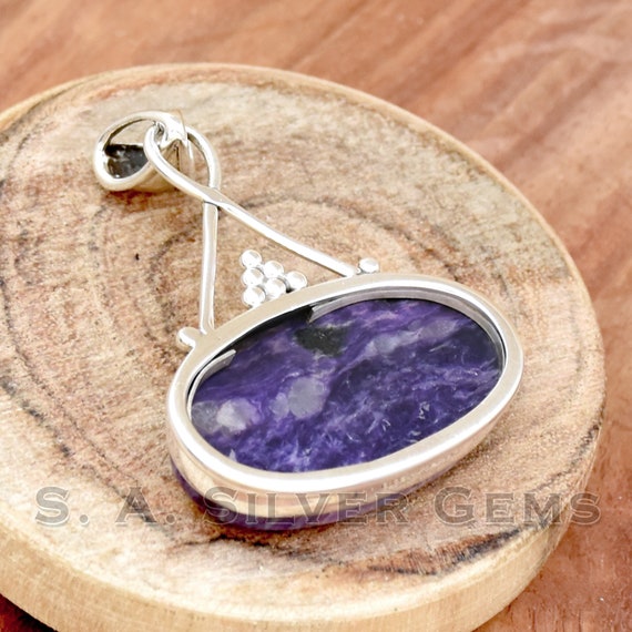 チャロアイト オーバル ペンダント⑤(SA〜SA+) ☆チャロアイト オーバル ペンダント⑤(SA〜SA+) - ネックレス