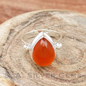 Anillo de plata de ley 925 de ónix rojo hecho a mano: anillo de diseño bohemio