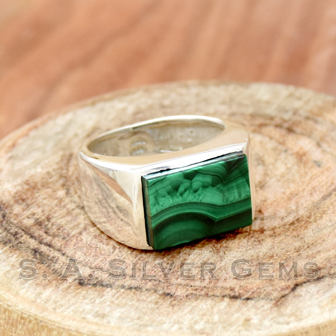Malachite Men's Ring, Handmade Ring, Malachite Ring for Men's, Men's