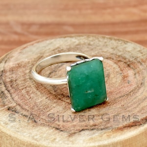 Handmade Indian Emerald Ring: 925 Sterling Silver Statement Ring