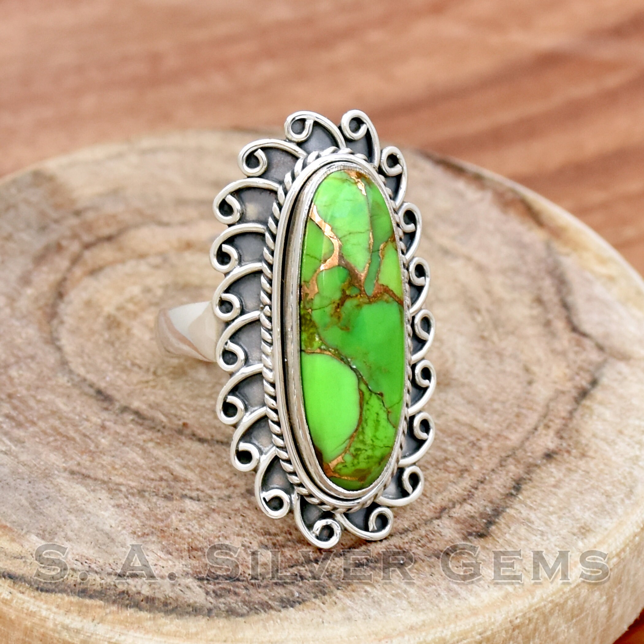 Green sale turquoise ring
