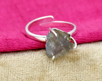 Raw Labradorite Ring, 925 Sterling Silver Ring, Handmade Ring, Labradorite Rough Ring,  Statement Ring, Adjustable Ring, handmade Jewelry