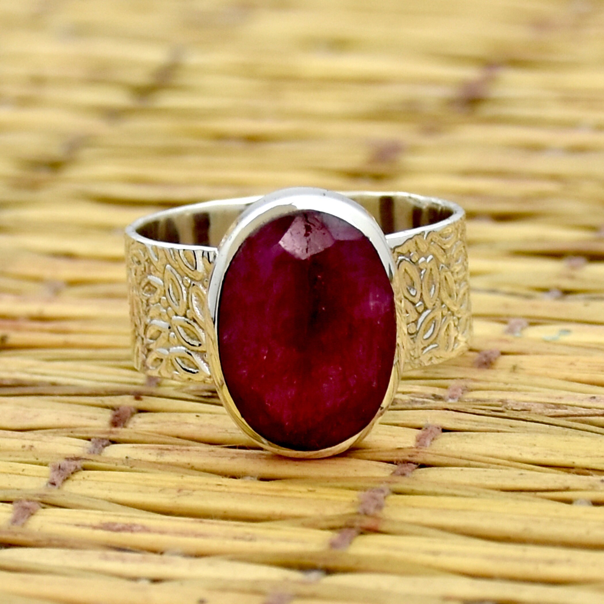 Indian Ruby Silver Ring, 925 Sterling Silver Ring, Statement Indian Ruby Silver Ring, 925 Sterling Silver Ring, Statement