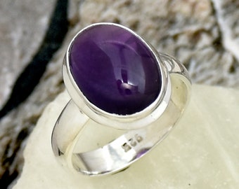 Amethyst Ring, 925 Sterling Silver Ring, Handmade Ring, Natural Amethyst Ring, February Birthstone, Oval Gemstone Ring, Handmade Jewelry