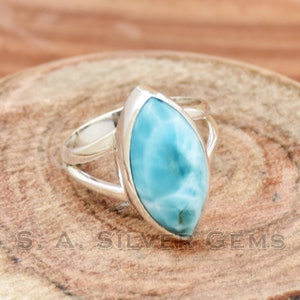 Larimar Ring, 925 Sterling Silver Ring, Larimar Silver Ring, Women Ring, Handmade Ring, Silver Ring, Designer Ring, Boho Ring, Gift For Her