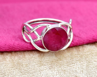 Handgemachter 925 Sterling Silber indischer Rubin Ring: Statement Schmuck