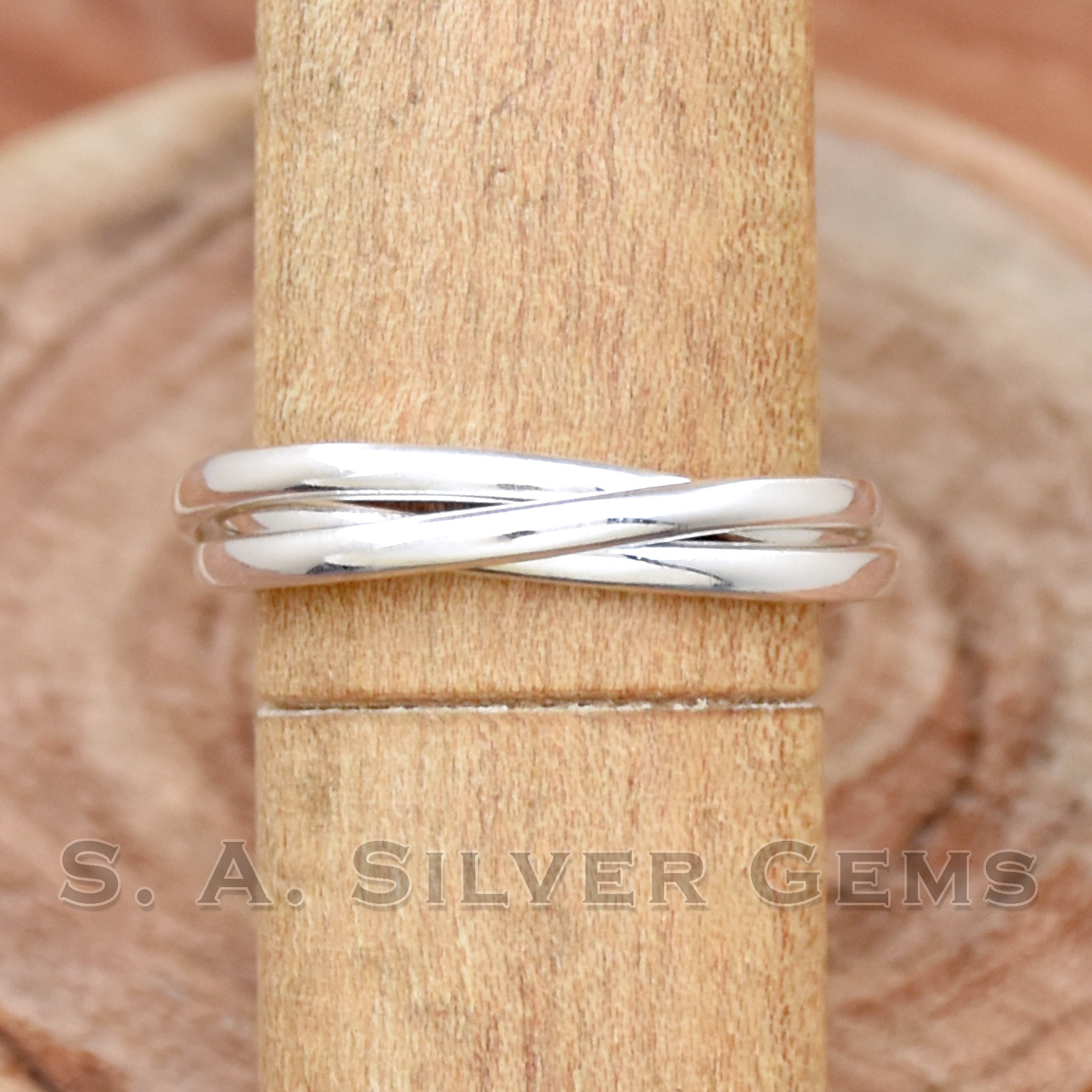 2 mm Triple Band Ring, 925 Sterling Ring, Interlocked Ring, Handmade Silver Ring, Multi Band Ring, Three Rolling Ring, Handmade Jewelry