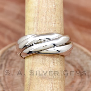4 mm Five Band Ring, 925 Sterling Ring, Interlocked Ring, Handmade Silver Ring, Multi Band Ring, Five Rolling Ring, Handmade Jewelry
