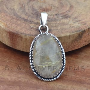 Rutile Quartz Pendant, 925 Sterling Silver Pendant, Faceted Natural Gemstone, Handmade Jewelry, Boho Pendant, Anniversary Gift for Her