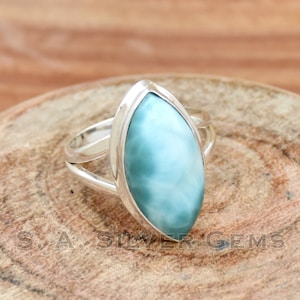 Larimar Ring, 925 Sterling Silver Ring, Larimar Silver Ring, Women Ring, Handmade Ring, Silver Ring, Designer Ring, Boho Ring, Gift For Her