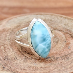 Larimar Ring, 925 Sterling Silver Ring, Larimar Silver Ring, Women Ring, Handmade Ring, Silver Ring, Designer Ring, Boho Ring, Gift For Her