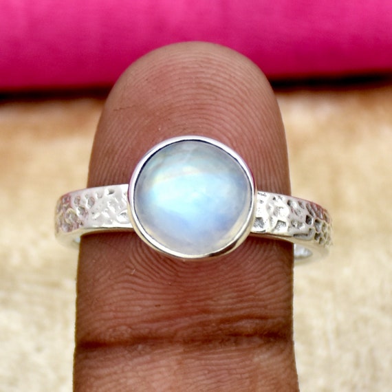 ムーンストーン　ハンドメイド　シルバーリング 本物のムーンストーンリング、ムーンストーンシルバーリング