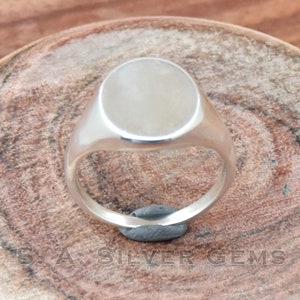 Solide 925 sterling zilveren ovale zegelring, gladde effen top zegelring, platte ring, herenring, massieve bandring, statement ring, unisex ring afbeelding 2