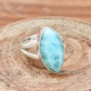 Larimar Ring, 925 Sterling Silver Ring, Larimar Silver Ring, Women Ring, Handmade Ring, Silver Ring, Designer Ring, Boho Ring, Gift For Her
