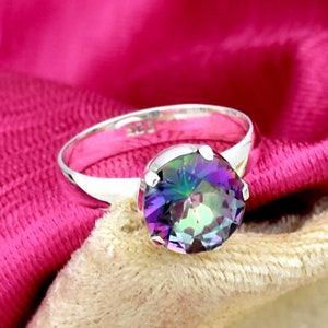 Handmade Mystic Topaz 925 Sterling Silver Statement Ring