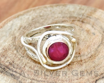 Indischer Rubin 925 Sterling Silber Ring: Handgefertigter Designer Ring