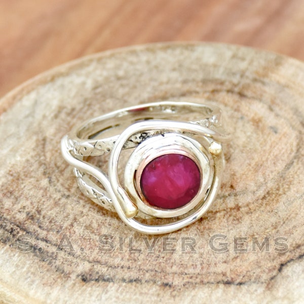 Indian Ruby Ring, 925 Sterling Silver Ring, Handmade Ring, Wedding Ring, Handmade Ring, Anniversary Ring, Designer Ring, Dainty Gift For Her